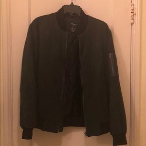 Faux Suede Forest Green Bomber
